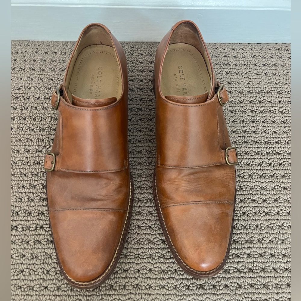 Cole Haan Men's Brown Leather Monk Oxford Shoes